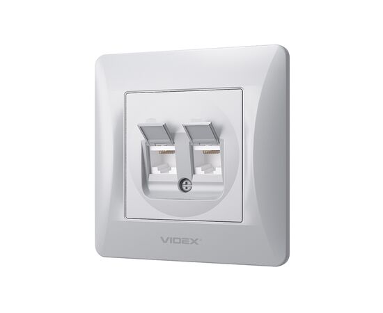 Компьютерная розетка Videx BINERA CAT6+CAT6 двойная сереб (VF-BNSK2PC6-SS), изображение 2 Компьютерная розетка Videx BINERA CAT6+CAT6 двойная сереб (VF-BNSK2PC6-SS), изображение 2