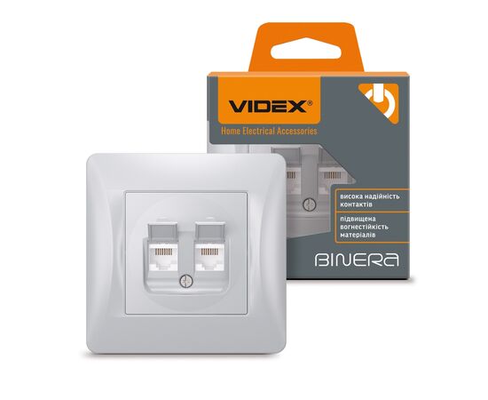 Компьютерная розетка Videx BINERA CAT6+CAT6 двойная сереб (VF-BNSK2PC6-SS), изображение 3 Компьютерная розетка Videx BINERA CAT6+CAT6 двойная сереб (VF-BNSK2PC6-SS), изображение 3