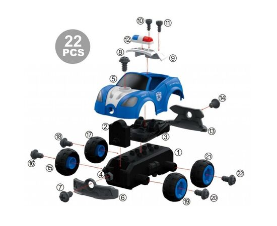 Конструктор Diy Spatial Creativity Полицейская машина с электродвигателем (CJ-1365063), изображение 4