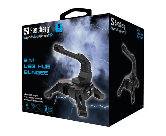 Концентратор Sandberg 2in1 USB Hub Bungee 4 port USB 2.0 AF (133-92), изображение 2 Концентратор Sandberg 2in1 USB Hub Bungee 4 port USB 2.0 AF (133-92), изображение 2