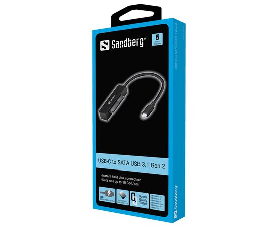 Переходник USB 3.1 Type-С Gen.2 to SATA III (F) Sandberg (136-37), изображение 2 Переходник USB 3.1 Type-С Gen.2 to SATA III (F) Sandberg (136-37), изображение 2