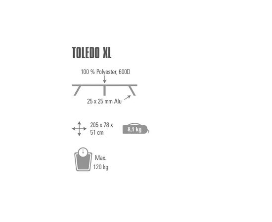 Раскладушка High Peak Toledo XL Dark Grey/Blue (929803), изображение 2 Раскладушка High Peak Toledo XL Dark Grey/Blue (929803), изображение 2