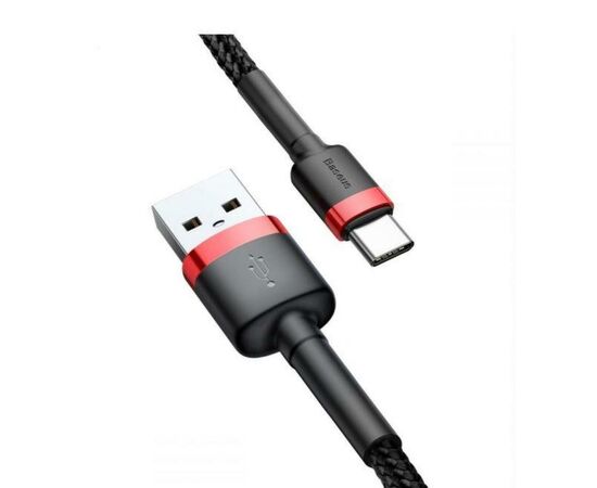 Дата кабель USB 2.0 AM to Type-C 1.0m Cafule 3A red+black Baseus (CATKLF-B91), изображение 2 Дата кабель USB 2.0 AM to Type-C 1.0m Cafule 3A red+black Baseus (CATKLF-B91), изображение 2