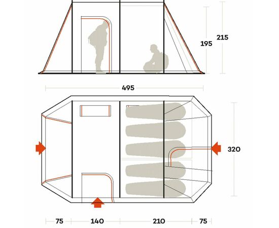 Палатка Ferrino Chanty 5 Deluxe White/Grey (926552), изображение 6 Палатка Ferrino Chanty 5 Deluxe White/Grey (926552), изображение 6