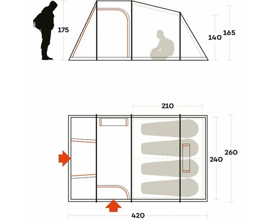 Палатка Ferrino Meteora 4 Brick Red (923872), изображение 4 Палатка Ferrino Meteora 4 Brick Red (923872), изображение 4