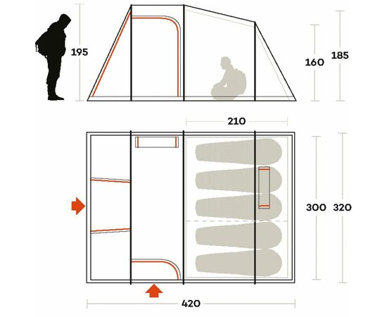 Палатка Ferrino Meteora 5 Brick Red (926555), изображение 4