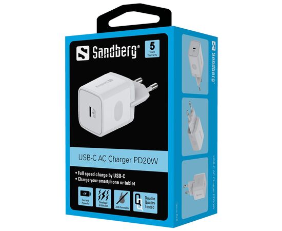 Зарядное устройство Sandberg USB-C PD QC 3.0 20W (441-42), изображение 5 Зарядное устройство Sandberg USB-C PD QC 3.0 20W (441-42), изображение 5
