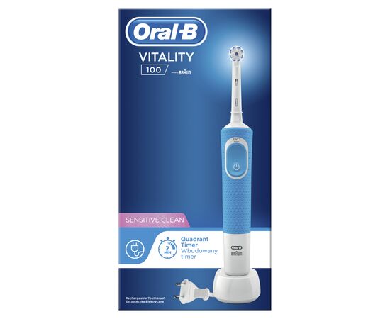 Электрическая зубная щетка Oral-B Vitality D100.413.1 PRO Sens Clean Blue, изображение 2 Электрическая зубная щетка Oral-B Vitality D100.413.1 PRO Sens Clean Blue, изображение 2