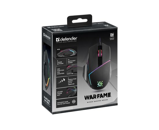 Мышка Defender Warfame GM-880L USB Black (52880), изображение 4 Мышка Defender Warfame GM-880L USB Black (52880), изображение 4