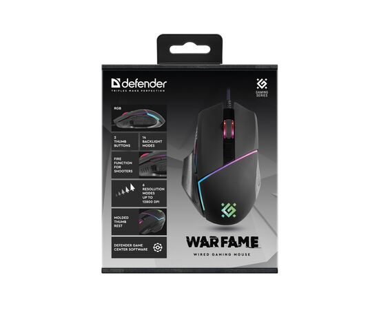 Мышка Defender Warfame GM-880L USB Black (52880), изображение 5 Мышка Defender Warfame GM-880L USB Black (52880), изображение 5