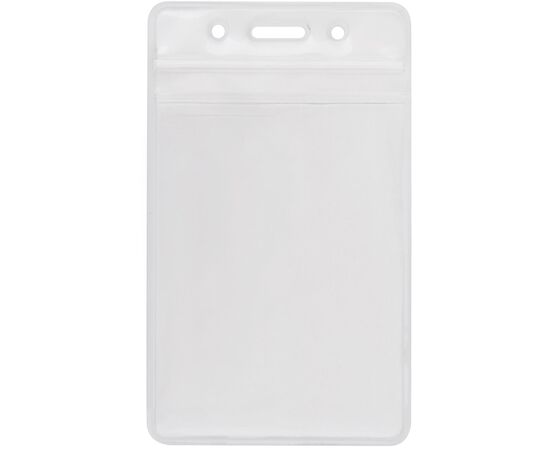 Бейдж Optima вертикальный замок zip lock PVC, 62х91 мм (O45610)