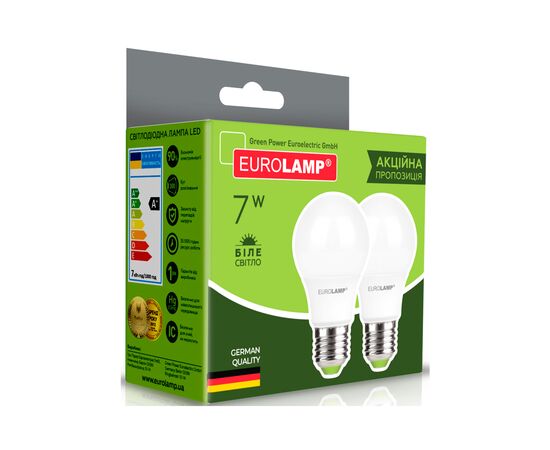 Лампочка Eurolamp LED A60 7W E27 4000K 220V акция 1+1 (MLP-LED-A60-07274(E)), изображение 3 Лампочка Eurolamp LED A60 7W E27 4000K 220V акция 1+1 (MLP-LED-A60-07274(E)), изображение 3