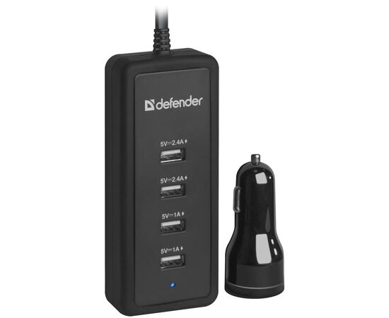 Зарядное устройство Defender ACA-02 авто,5 портов USB, 5V / 9.2A (83568), изображение 3 Зарядное устройство Defender ACA-02 авто,5 портов USB, 5V / 9.2A (83568), изображение 3