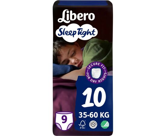 Подгузник Libero Sleep Tight Размер 10 (35-60 кг) 9 шт (7322541180816)