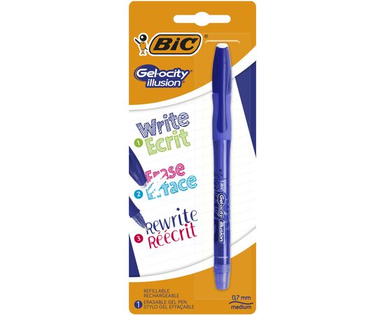 Ручка гелевая Bic пиши - стирай Gel-Ocity illusion, синяя (bc504895)