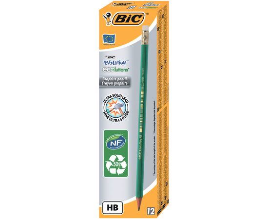 Карандаш графитный Bic Evolution HB с ластиком (bc8803323), изображение 2 Карандаш графитный Bic Evolution HB с ластиком (bc8803323), изображение 2