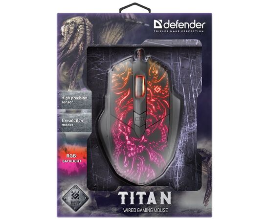 Мышка Defender Titan GM-650L RGB Black (52650), изображение 5 Мышка Defender Titan GM-650L RGB Black (52650), изображение 5