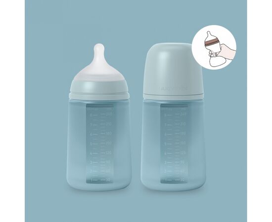 Бутылочка для кормления Suavinex Colour Essence силиконовая, медленный поток, 240 мл, голубая (308071), изображение 4 Бутылочка для кормления Suavinex Colour Essence силиконовая, медленный поток, 240 мл, голубая (308071), изображение 4
