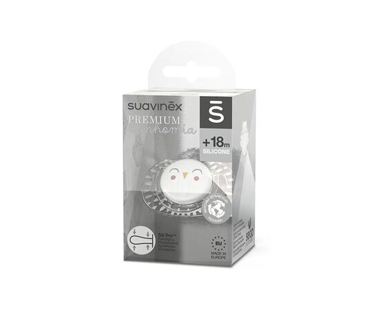 Пустушка Suavinex Bonhomia фізіологічна, +18 міс, біла (307817), зображення 3 Пустушка Suavinex Bonhomia фізіологічна, +18 міс, біла (307817), зображення 3