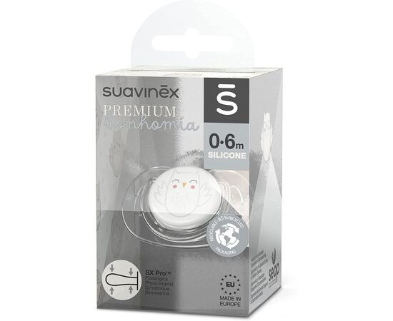 Пустышка Suavinex Bonhomia физиологическая, 0-6 мес. белая (307809), изображение 3
