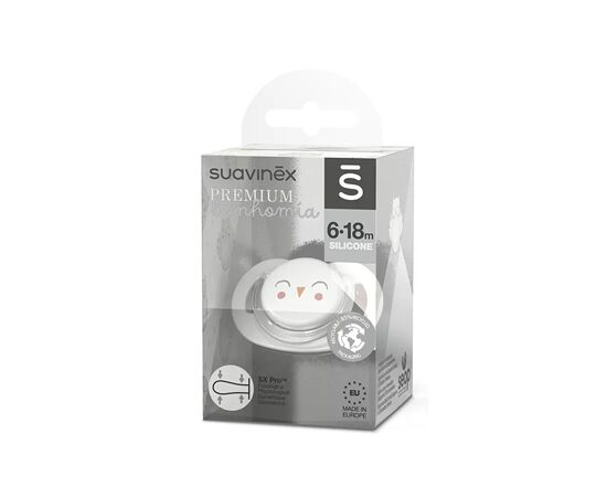 Пустышка Suavinex Bonhomia физиологическая, 6-18 мес. белая (307814), изображение 3 Пустышка Suavinex Bonhomia физиологическая, 6-18 мес. белая (307814), изображение 3