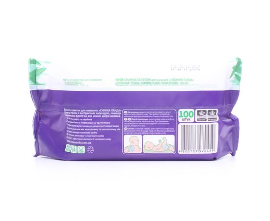 Детские влажные салфетки Сніжна Панда для младенцев Целебные травы, 100 шт. (4820183970459), изображение 2