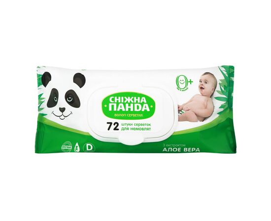Детские влажные салфетки Сніжна Панда для новорожденных Алоэ 72 шт. (4820183970442)