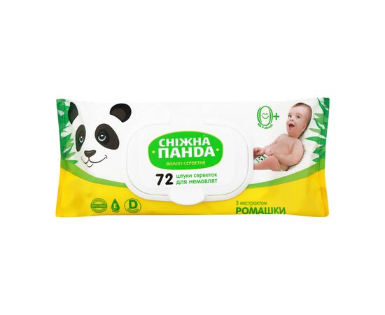 Дитячі вологі серветки Сніжна Панда для немовлят Ромашка 72 шт. (4820183970473)