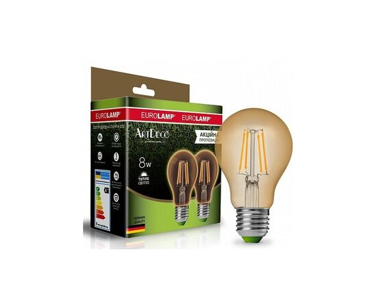 Лампочка Eurolamp A60 8W E27 2700K (deco) акция 1+1 new (MLP-LED-A60-08273(Amber)new)