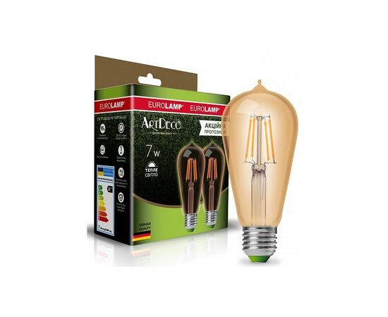 Лампочка Eurolamp ST64 7W E27 2700K (MLP-LED-ST64-07273(Amber))