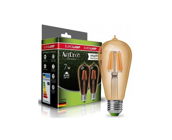 Лампочка Eurolamp ST64 7W E27 4000K (MLP-LED-ST64-07274(Amber))