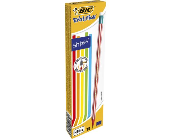 Олівець графітний Bic Evolution Stripes HB, з гумкою (bc8960342)