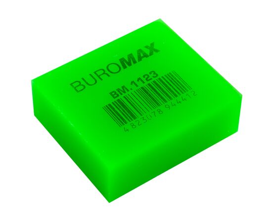 Ластик Buromax NEON, прямоугольная 40x35x14 мм, мягкий пластик, ассорти цветов (BM.1123), изображение 5 Ластик Buromax NEON, прямоугольная 40x35x14 мм, мягкий пластик, ассорти цветов (BM.1123), изображение 5