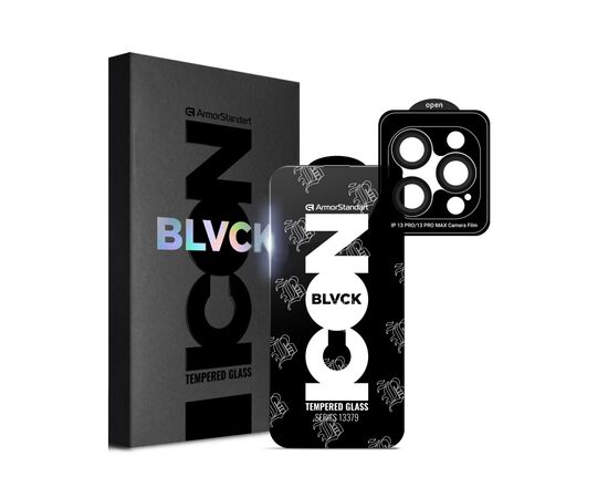 Скло захисне Armorstandart Supreme Plus Black Icon Apple iPhone 13 Pro Max (ARM68070)