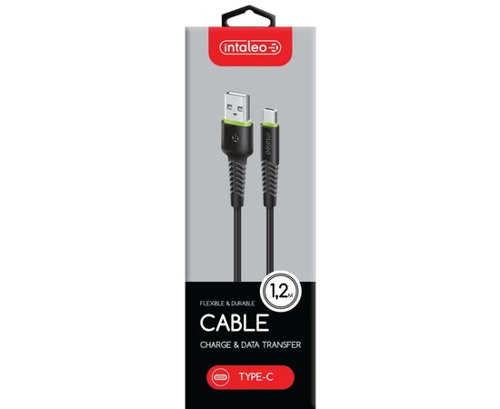 Дата кабель USB 2.0 AM to Type-C 1.2m CBFLEXT1 black Intaleo (1283126487484), зображення 2 Дата кабель USB 2.0 AM to Type-C 1.2m CBFLEXT1 black Intaleo (1283126487484), зображення 2