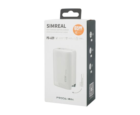 Зарядное устройство Proda Xinrui A39 Quick Charger 65W USB (PD-A39-WHT), изображение 10 Зарядное устройство Proda Xinrui A39 Quick Charger 65W USB (PD-A39-WHT), изображение 10