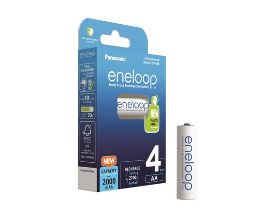 Аккумулятор Panasonic Eneloop AA 2000mAh NI-MH * 4 (BK-3MCDE/4BE), изображение 4 Аккумулятор Panasonic Eneloop AA 2000mAh NI-MH * 4 (BK-3MCDE/4BE), изображение 4
