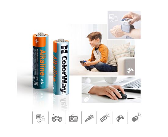 Батарейка ColorWay AA LR6 Alkaline Power (щелочные) * 40 colour box (CW-BALR06-40CB), изображение 3 Батарейка ColorWay AA LR6 Alkaline Power (щелочные) * 40 colour box (CW-BALR06-40CB), изображение 3