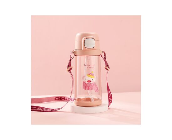 Бутылка для воды Casno 690 мл KXN-1219 Рожева Свинка з соломинкою (KXN-1219_Pink), изображение 2