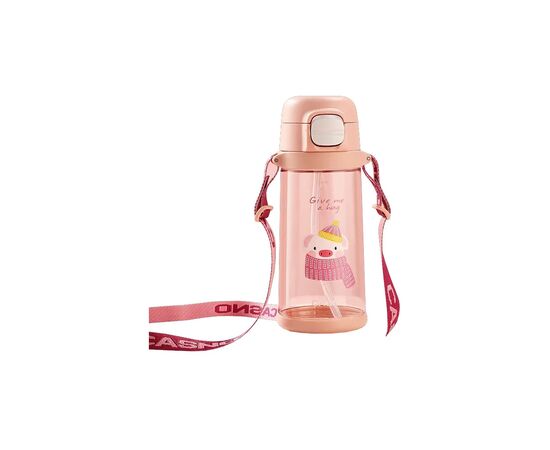 Пляшка для води Casno 690 мл KXN-1219 Рожева Свинка з соломинкою (KXN-1219_Pink)