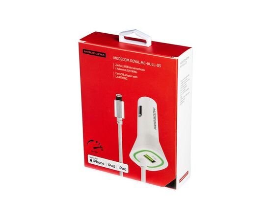 Зарядное устройство Modecom 1xUSB 2.4A + cable Lightning Royal KULL-03 white (ZT-MC-KULL-03), изображение 5