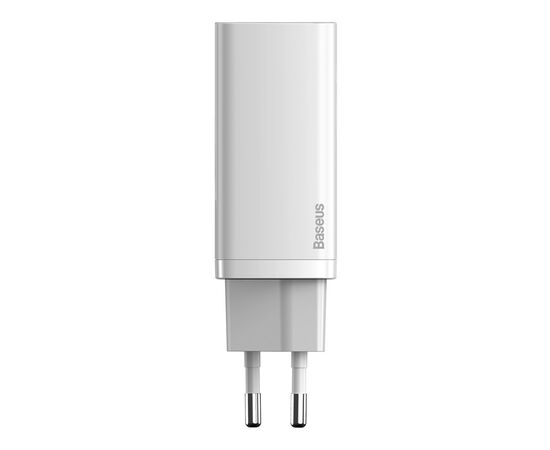Зарядное устройство Baseus 2xUSB 65W GaN (USB-C+USB-A) white (CCGAN2L-B02), изображение 2 Зарядное устройство Baseus 2xUSB 65W GaN (USB-C+USB-A) white (CCGAN2L-B02), изображение 2