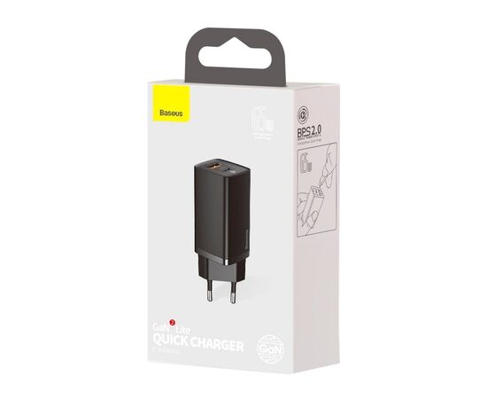 Зарядное устройство Baseus 2xUSB 65W GaN (USB-C+USB-A) black (CCGAN2L-B01), изображение 5 Зарядное устройство Baseus 2xUSB 65W GaN (USB-C+USB-A) black (CCGAN2L-B01), изображение 5