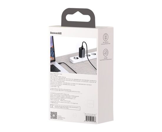 Зарядное устройство Baseus 2xUSB 65W GaN (USB-C+USB-A) black (CCGAN2L-B01), изображение 6 Зарядное устройство Baseus 2xUSB 65W GaN (USB-C+USB-A) black (CCGAN2L-B01), изображение 6