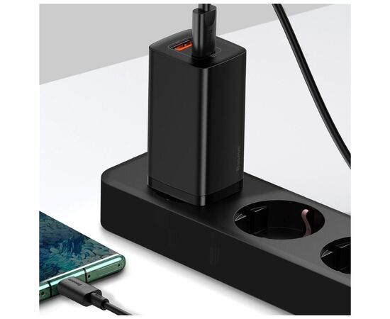 Зарядное устройство Baseus 2xUSB 65W GaN (USB-C+USB-A) black (CCGAN2L-B01), изображение 7 Зарядное устройство Baseus 2xUSB 65W GaN (USB-C+USB-A) black (CCGAN2L-B01), изображение 7