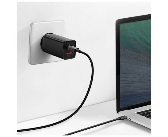 Зарядное устройство Baseus 2xUSB 65W GaN (USB-C+USB-A) black (CCGAN2L-B01), изображение 8 Зарядное устройство Baseus 2xUSB 65W GaN (USB-C+USB-A) black (CCGAN2L-B01), изображение 8