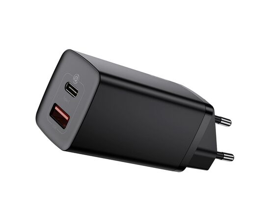 Зарядний пристрій Baseus 2xUSB 65W GaN (USB-C+USB-A) black (CCGAN2L-B01)