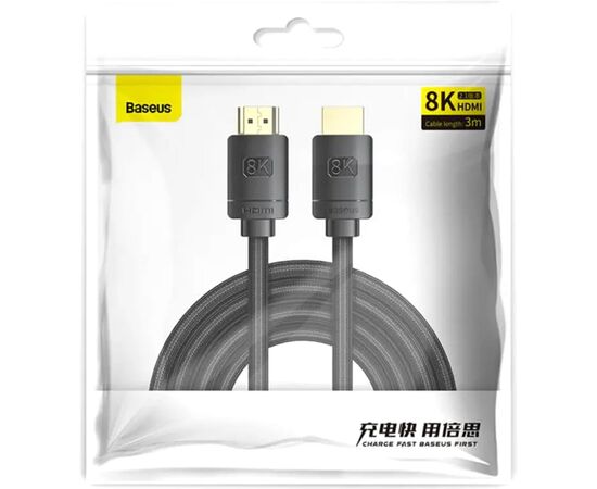 Кабель мультимедийный HDMI to HDMI 1.0m V2.1 Baseus (WKGQ000001), изображение 3 Кабель мультимедийный HDMI to HDMI 1.0m V2.1 Baseus (WKGQ000001), изображение 3