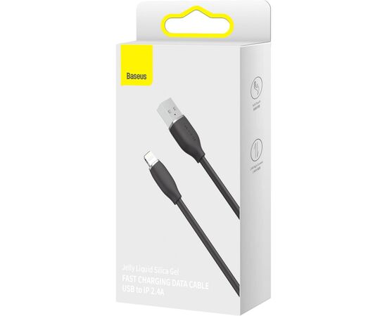 Дата кабель USB 2.0 AM to Lightning 2.0m 2.4A Jelly Liquid Silica Gel Black Baseus (CAGD000101), изображение 4 Дата кабель USB 2.0 AM to Lightning 2.0m 2.4A Jelly Liquid Silica Gel Black Baseus (CAGD000101), изображение 4