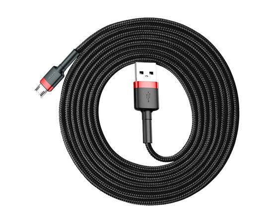 Дата кабель USB 2.0 AM to Micro 5P 3.0m 2A Red-Black Baseus (CAMKLF-H91), изображение 2 Дата кабель USB 2.0 AM to Micro 5P 3.0m 2A Red-Black Baseus (CAMKLF-H91), изображение 2